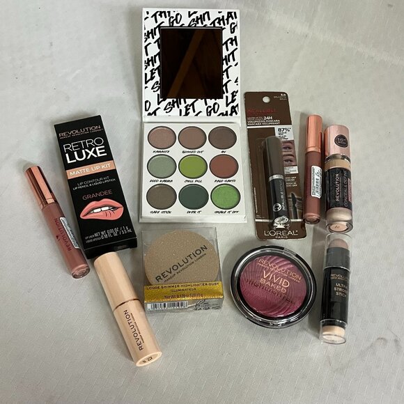 Revolution & L'Oréal 10 Set Makeup Kit Full Face Bundle Concealer Eyeshadow - Picture 1 of 3